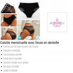 Culotte menstruelle avec fesse en dentelle Ais-Kiv